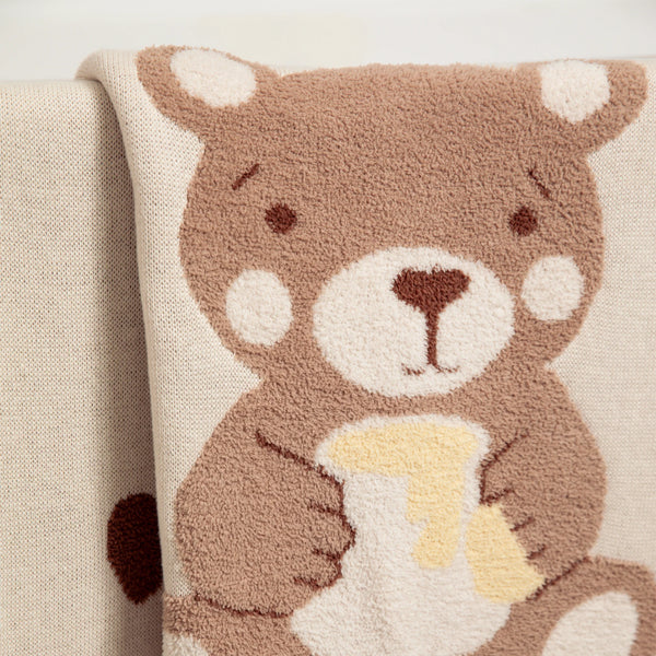 Living Textiles Fluffly Jacquard Blanket - Cuddly Bear