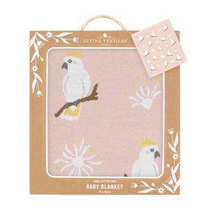 Living Textiles Australiana Baby Blanket - Cockatoo/Blush