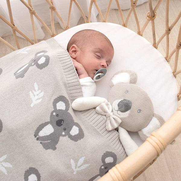 Living Textiles Australiana Baby Blanket - Koala/Grey