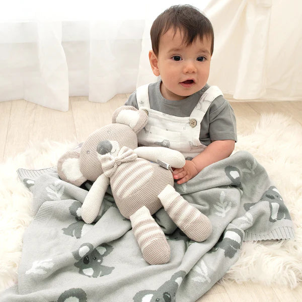 Living Textiles Australiana Baby Blanket - Koala/Grey