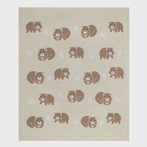 Living Textiles Australiana Baby Blanket - Wombat/Beige