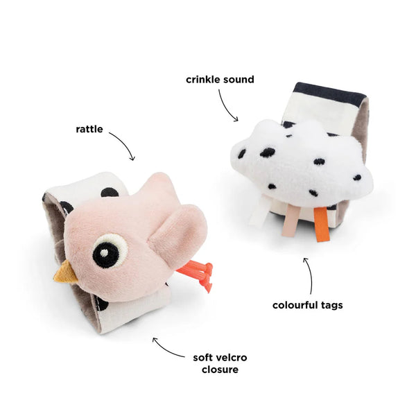 Done by Deer Wrist Rattle 2 Piece Set - Cloud Powder