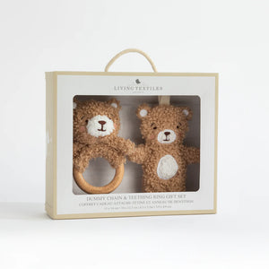 Living Textiles Teething Ring & Dummy Chain Gift Set - Cuddly Bear
