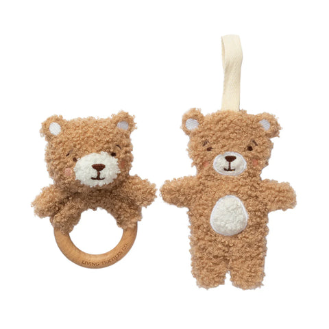 Living Textiles Teething Ring & Dummy Chain Gift Set - Cuddly Bear