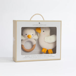 Living Textiles Teething Ring & Dummy Chain Gift Set - Goosey Goosey
