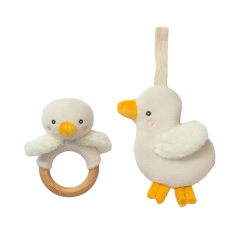 Living Textiles Teething Ring & Dummy Chain Gift Set - Goosey Goosey