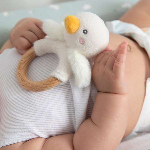 Living Textiles Teething Ring & Dummy Chain Gift Set - Goosey Goosey