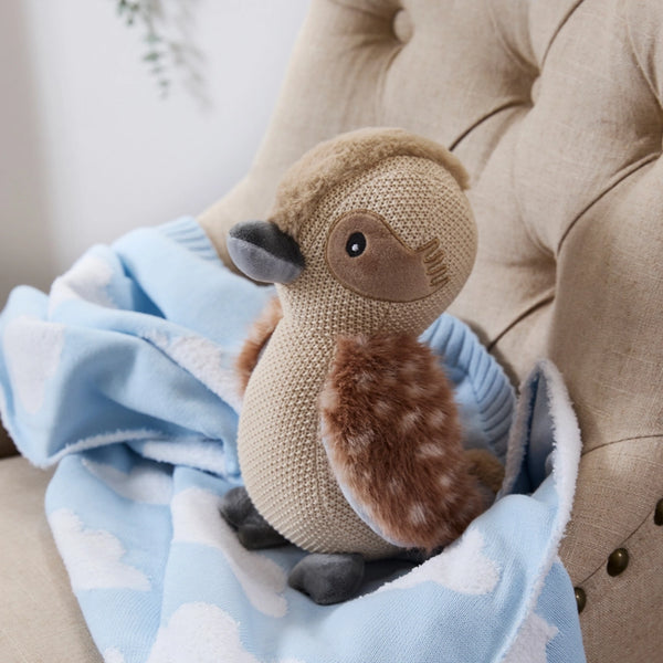 Living Textiles Pram Knitted Blanket - Cloud Whisper / Blue
