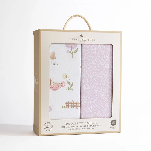 Living Textiles 2 Pack Organic Cot Fitted Sheet - Whimsical Wonderland