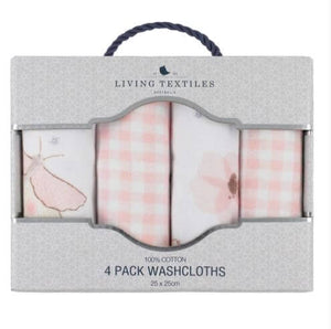 Living Textiles 4pk Face Washers - Butterfly/Gingham