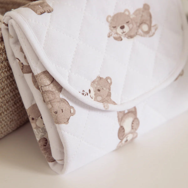 Living Textiles Foldable Waterproof Travel Change Mat - Cuddly Bear