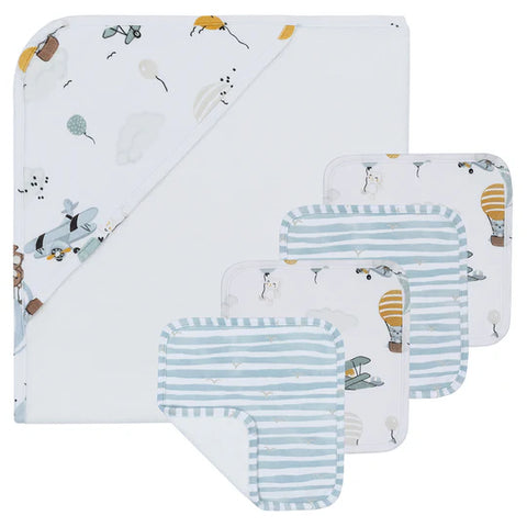 Living Textiles 5pc Baby Bath Gift Set - Up Up & Away