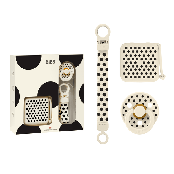 BIBS Gift Set Soothe & Go - Polka Ivory/Black