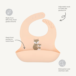 Living Textiles Silicone Bib - Fox/Blush