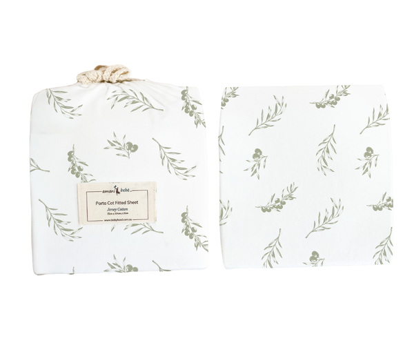 Amani Bebe Jersey Cotton Portacot Fitted Sheet - Olive