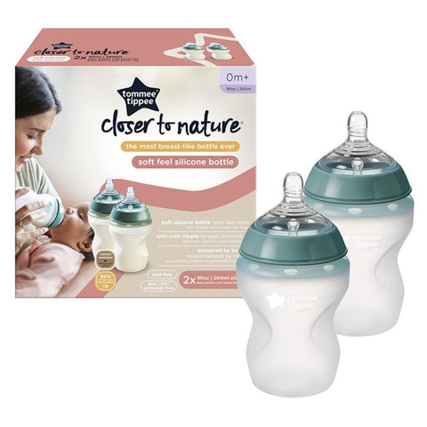 Tommee Tippee Closer to Nature Silicone Baby Bottle 2pk - 260ml