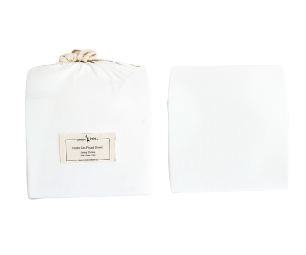 Amani Bebe Jersey Cotton Porta Cot Fitted Sheet – White