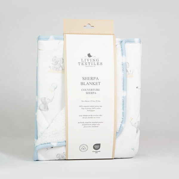 Living Textiles Sherpa Blanket - Elephant Playtime