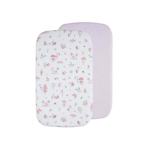 Living Textiles 2 Pack Organic Bedside Sleeper Fitted Sheet - Whimsical Wonderland