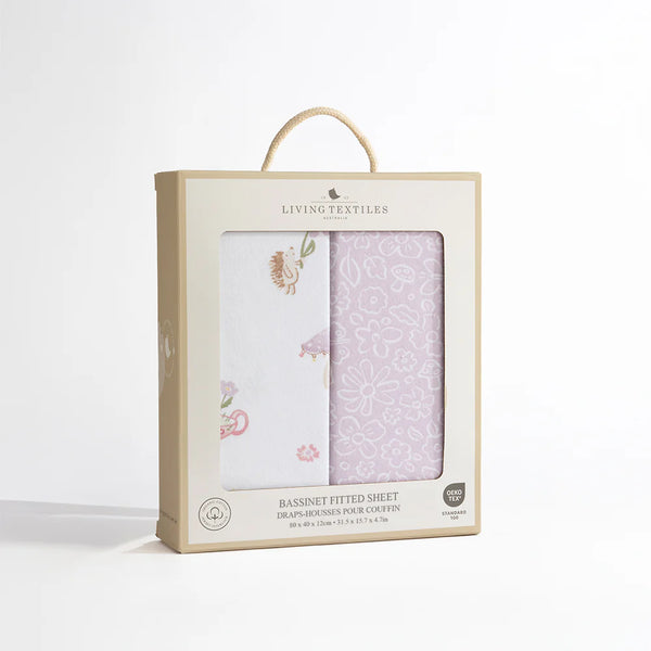 Living Textiles 2 Pack Organic Bedside Sleeper Fitted Sheet - Whimsical Wonderland