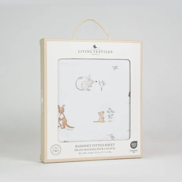 Living Textiles Organic Bassinet Fitted Sheet - Australiana