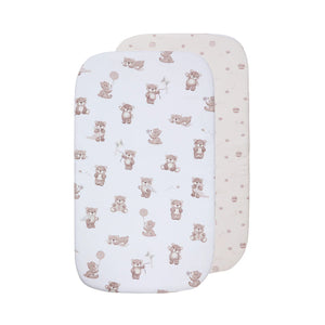 Living Textiles 2pk Bedside Co-Sleeper Fitted Sheets - Cuddly Bear
