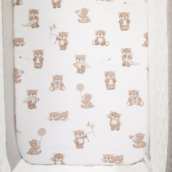 Living Textiles 2pk Bedside Co-Sleeper Fitted Sheets - Cuddly Bear
