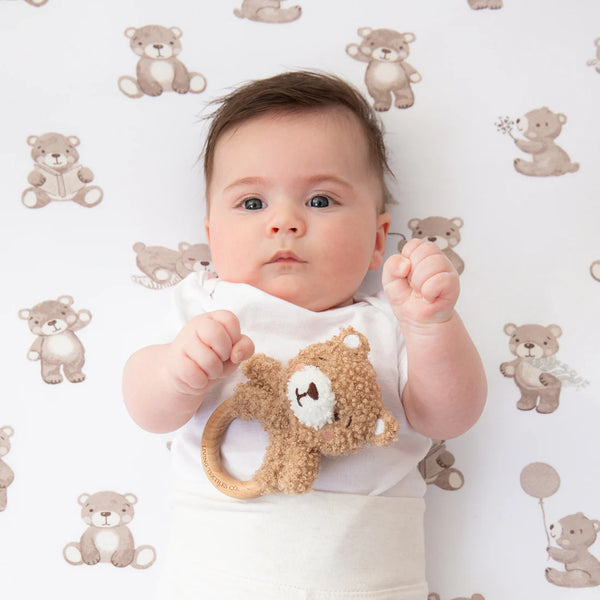Living Textiles 2pk Bedside Co-Sleeper Fitted Sheets - Cuddly Bear