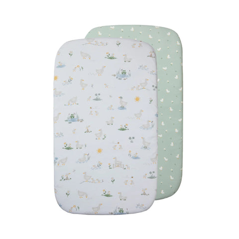 Living Textiles 2pk Bedside Co-Sleeper Fitted Sheets - Goosey Goosey