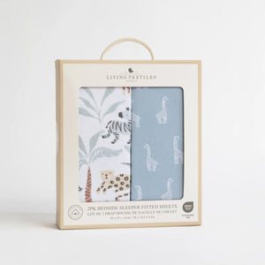 Living Textiles 2pk Bedside Co-Sleeper Fitted Sheets - Wild Safari