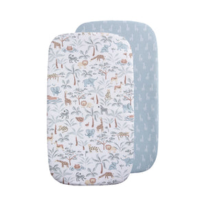 Living Textiles 2pk Bedside Co-Sleeper Fitted Sheets - Wild Safari