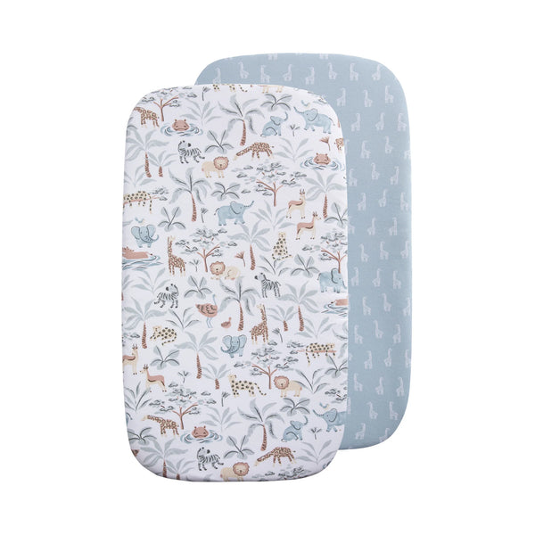 Living Textiles 2pk Bedside Co-Sleeper Fitted Sheets - Wild Safari