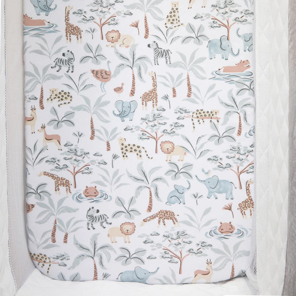Living Textiles 2pk Bedside Co-Sleeper Fitted Sheets - Wild Safari