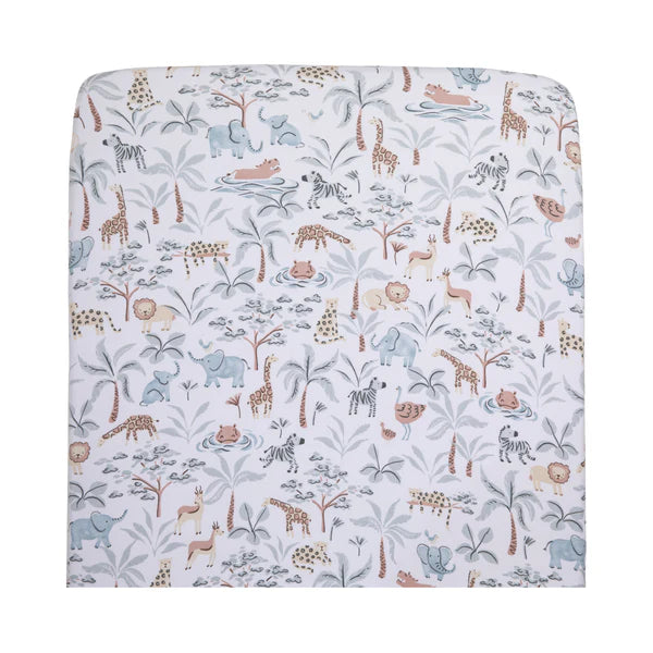 Living Textiles Organic Jersey Cot Sheet - Wild Safari