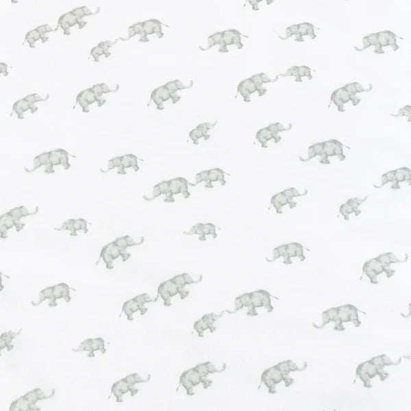 Living Textiles 2-pack Jersey Cot Fitted Sheet - Grey Elephant/Stripes