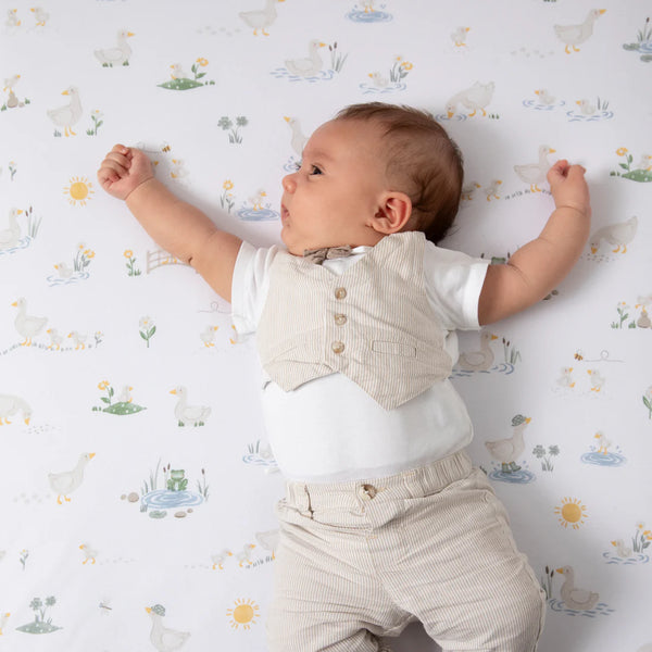 Living Textiles 2 Pack Organic Jersey Cot Fitted Sheets - Goosey Goosey