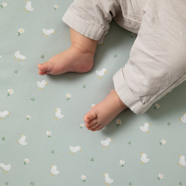 Living Textiles 2 Pack Organic Jersey Cot Fitted Sheets - Goosey Goosey