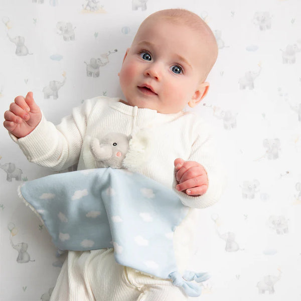 Living Textiles Organic Port-a-Cot Fitted Sheet - Elephant Playtime