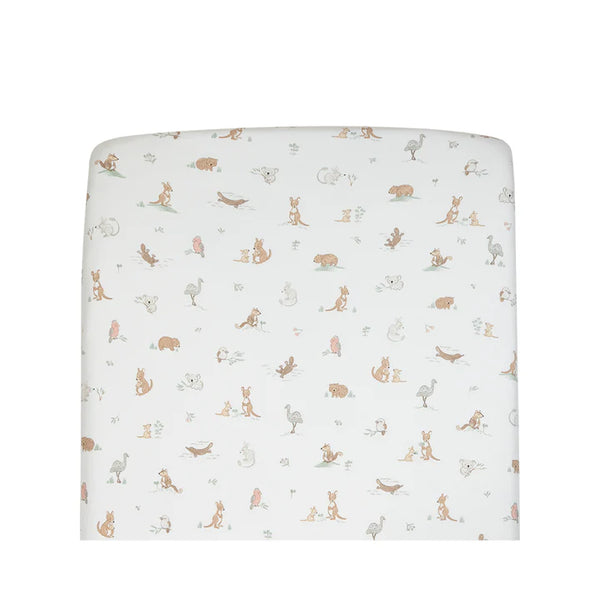 Living Textiles Organic Port-a-Cot Fitted Sheet - Australiana