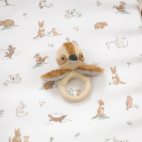 Living Textiles Organic Port-a-Cot Fitted Sheet - Australiana