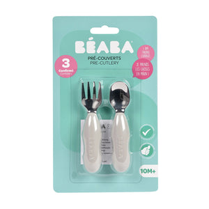 Beaba Fork & Spoon Stainless Steel Pre-Cutlery - Velvet Grey