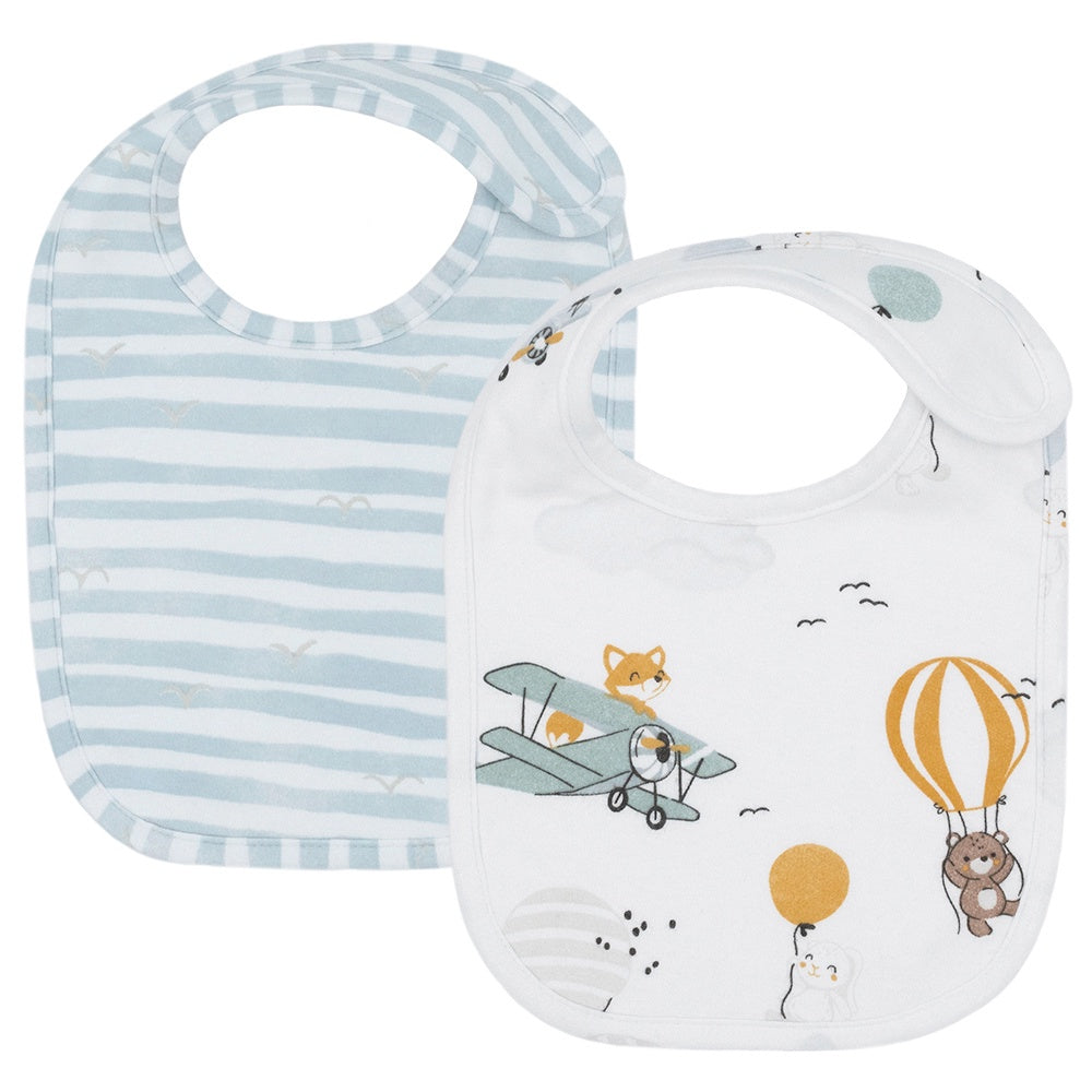 Living Textiles 2pk Baby Bibs - Up Up & Away