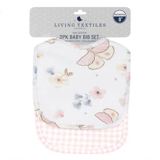 Living Textiles 2pk Baby Bibs - Butterfly/Gingham