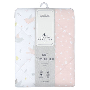 Living Textiles Reversible Jersey Quilted Cot Comforter - Ava/Blush Floral