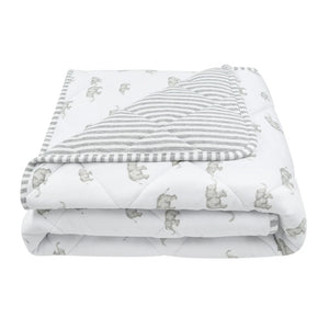 Living Textiles Reversible Quilted Cot Comforter - Watercolour Elephant