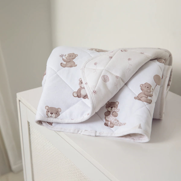 Living Textiles Reversible Quilted Cot Comforter - Cuddly Bear