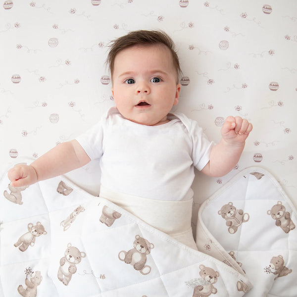 Living Textiles Reversible Quilted Cot Comforter - Cuddly Bear
