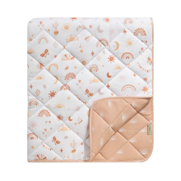 Living Textiles Reversible Organic Quilted Cot Comforter- Bohemian Bliss
