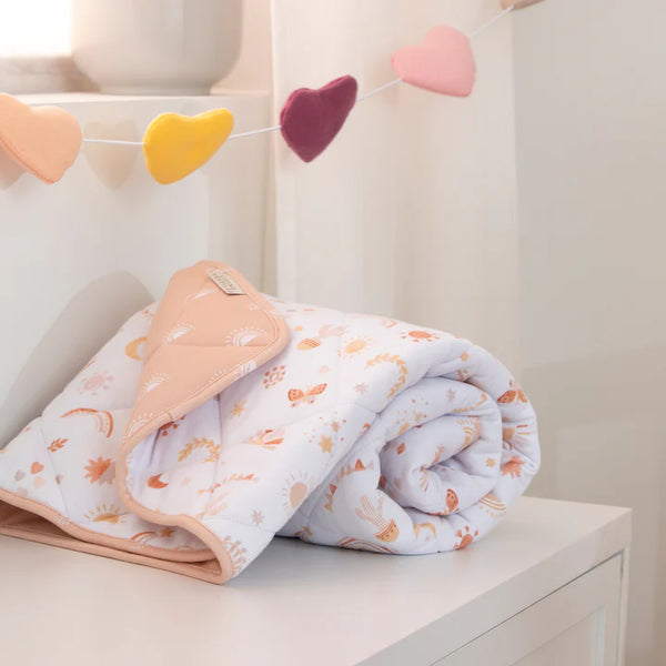 Living Textiles Reversible Organic Quilted Cot Comforter- Bohemian Bliss