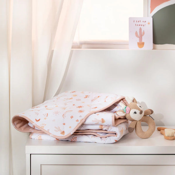 Living Textiles Reversible Organic Quilted Cot Comforter- Bohemian Bliss
